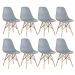 Kit 8 cadeiras Charles Eames Eiffel DSW com pés de madeira clara Cinza médio - Assento nacional - DESATIVADO