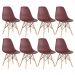 Kit 8 cadeiras Charles Eames Eiffel DSW com pés de madeira clara Marrom