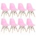 Kit 8 cadeiras Charles Eames Eiffel DSW com pés de madeira clara Rosa claro