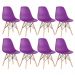 Kit 8 cadeiras Charles Eames Eiffel DSW com pés de madeira clara Roxo
