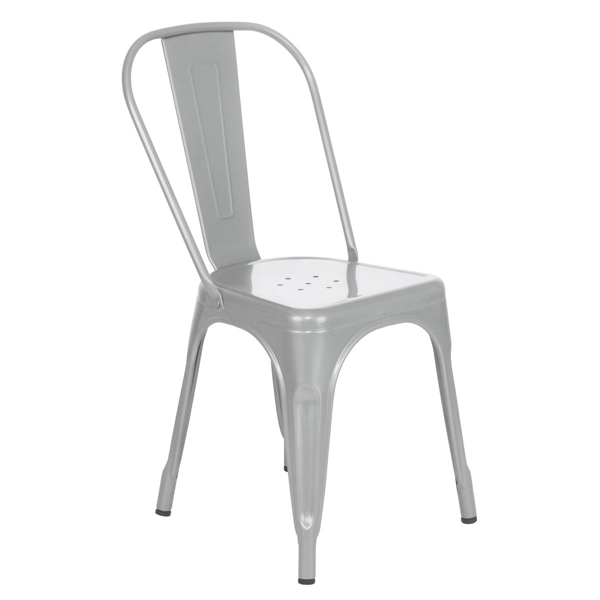 Kit 8 cadeiras Iron Tolix design industrial cozinha bar prata Prata