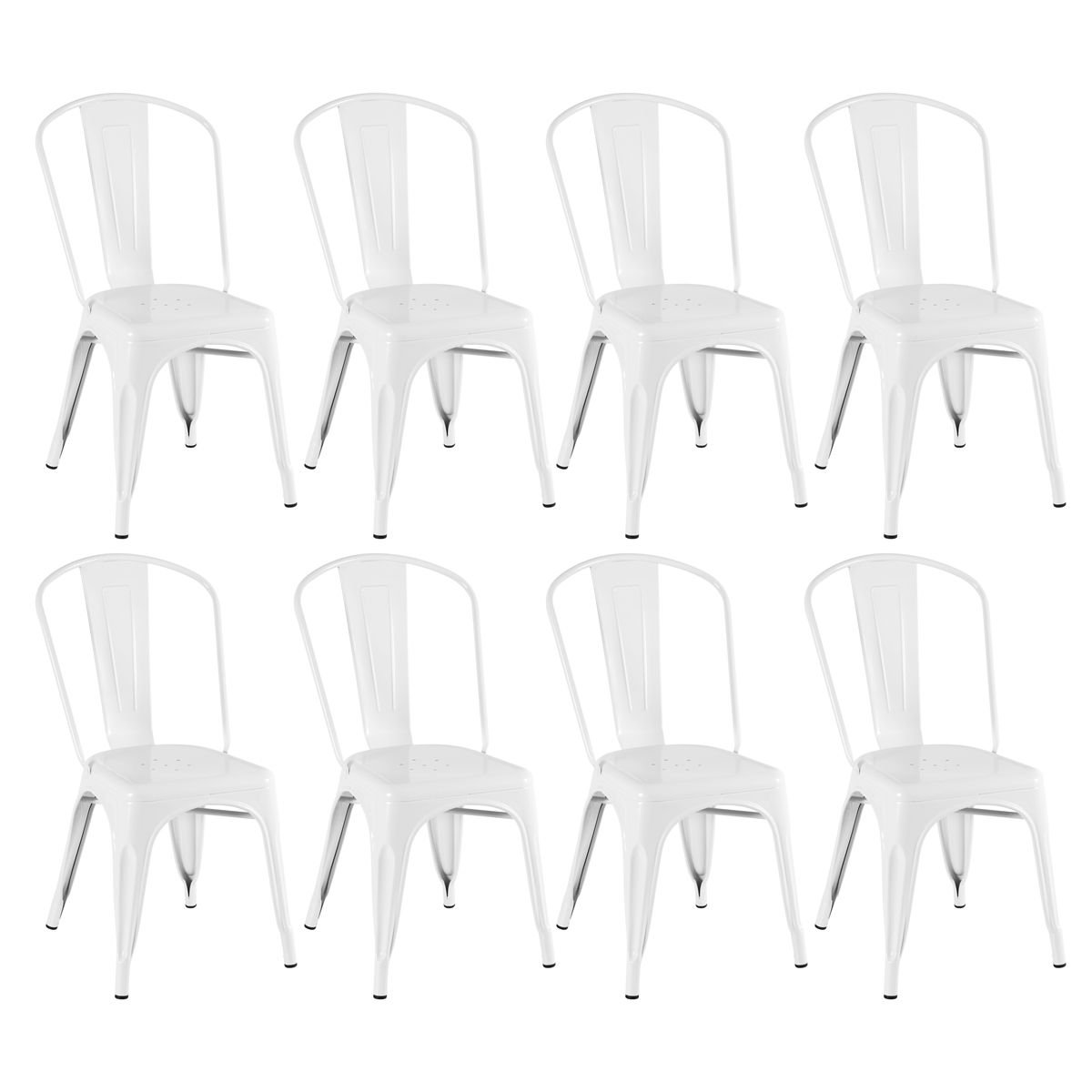 Kit 8 cadeiras Iron Tolix design indutrial jantar cozinha Branco
