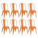 Kit 8 cadeiras Iron Tolix design indutrial jantar cozinha Laranja