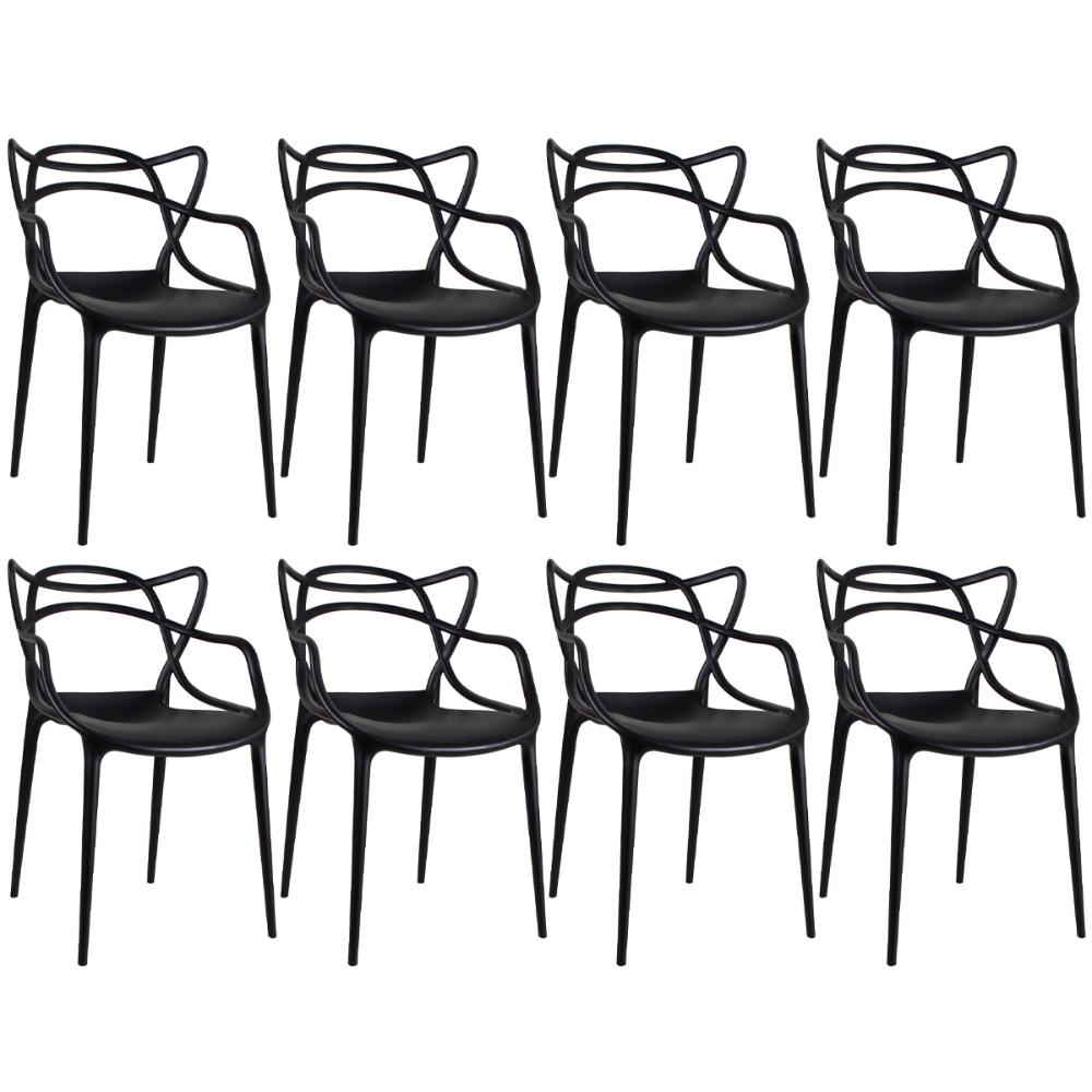 Kit 8 cadeiras Masters Allegra Preto