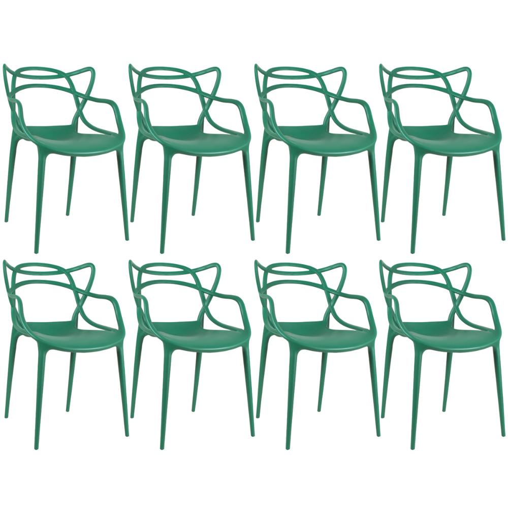 Kit 8 cadeiras Masters Allegra Verde escuro