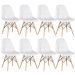 Kit 8 cadeiras estofadas Charles Eames Eiffel Botonê com pés de madeira clara Branco