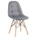 Kit 8 cadeiras estofadas Charles Eames Eiffel Botonê com pés de madeira clara Cinza escuro
