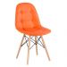 Kit 8 cadeiras estofadas Charles Eames Eiffel Botonê com pés de madeira clara Laranja