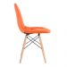 Kit 8 cadeiras estofadas Charles Eames Eiffel Botonê com pés de madeira clara Laranja