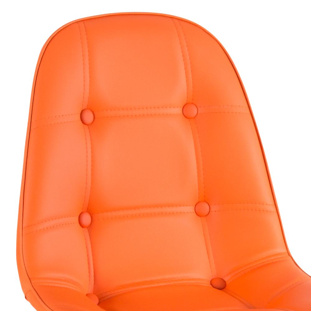 Kit 8 cadeiras estofadas Charles Eames Eiffel Botonê com pés de madeira clara Laranja