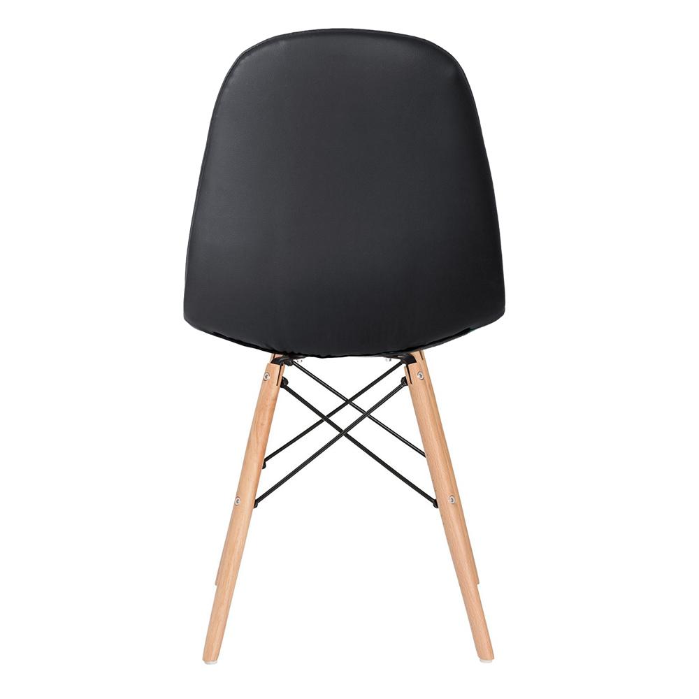 Kit 8 cadeiras estofadas Charles Eames Eiffel Botonê com pés de madeira clara Preto