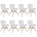 Kit 8 cadeiras estofadas Charles Eames Eiffel Slim Wood confort Branco