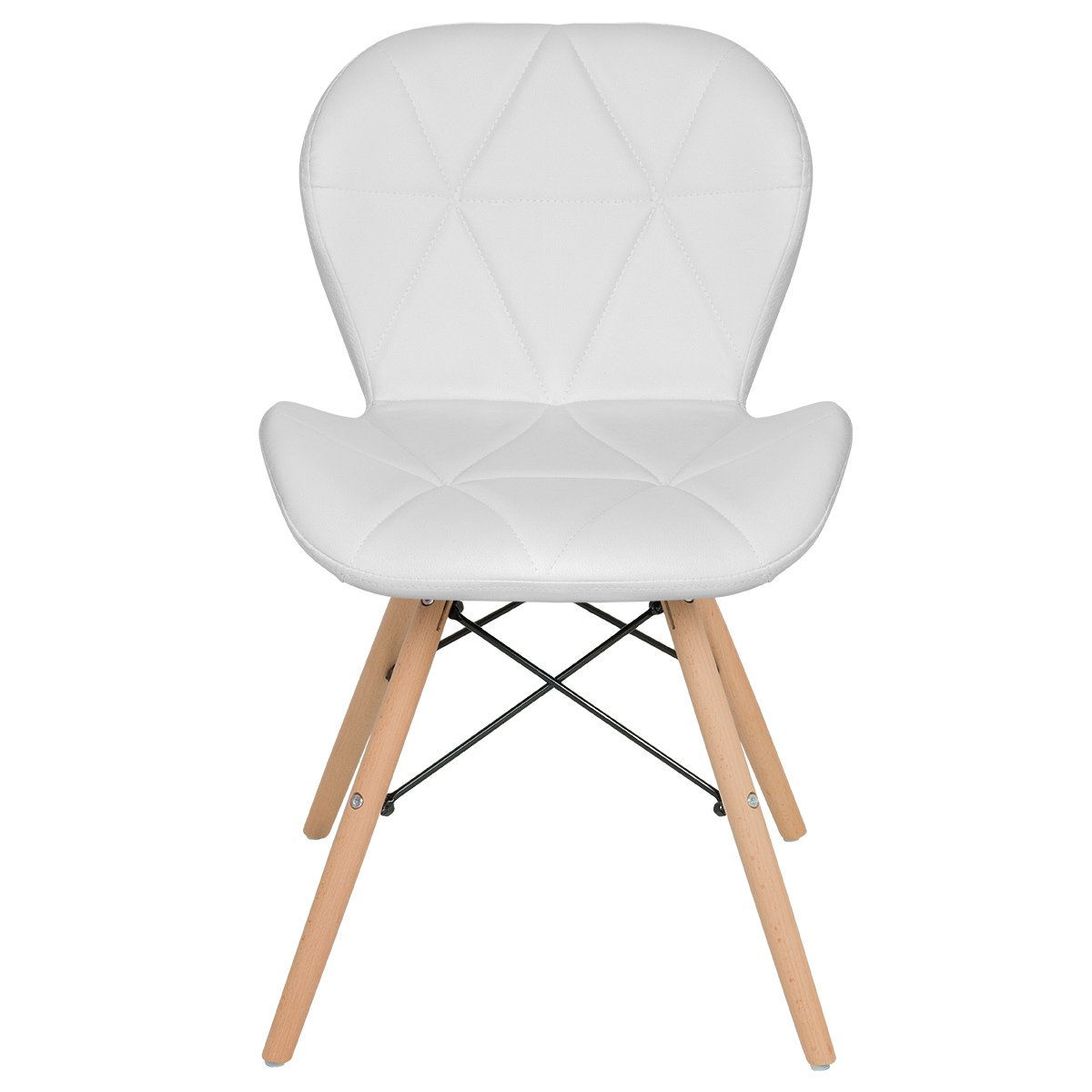 Kit 8 cadeiras estofadas Charles Eames Eiffel Slim Wood confort Branco