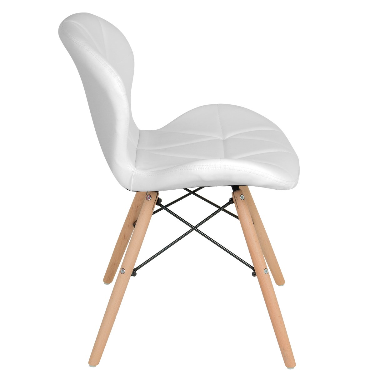 Kit 8 cadeiras estofadas Charles Eames Eiffel Slim Wood confort Branco