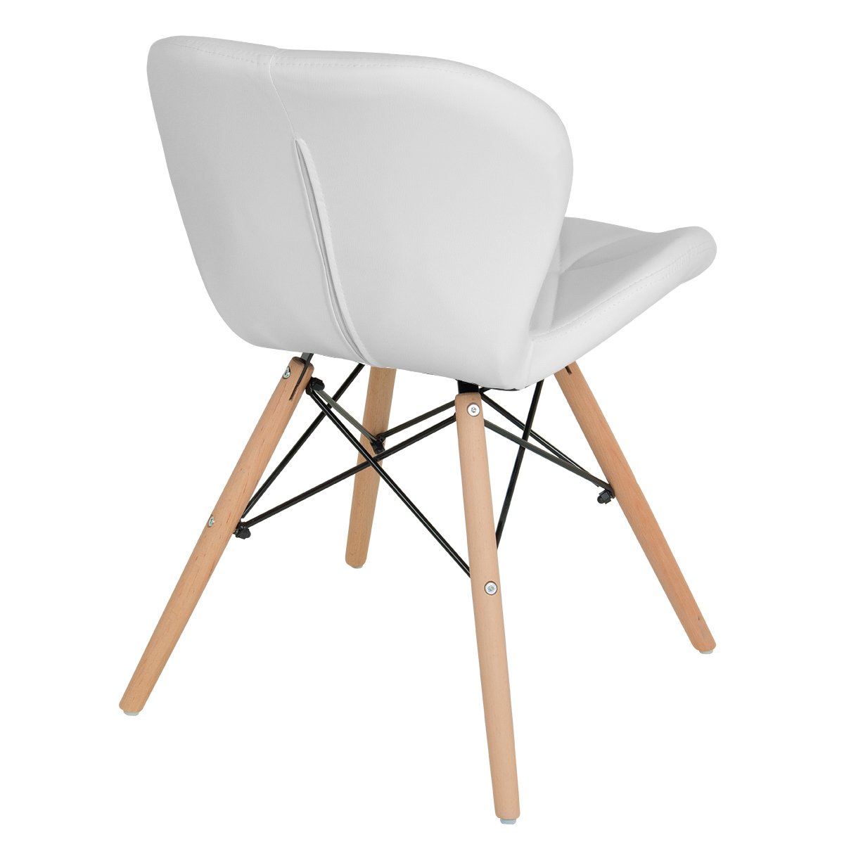 Kit 8 cadeiras estofadas Charles Eames Eiffel Slim Wood confort Branco