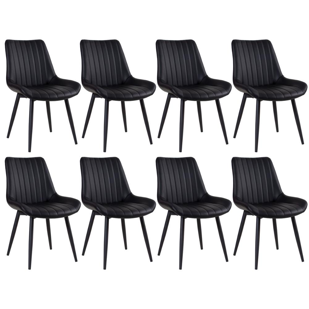 Kit 8 cadeiras estofadas design industrial Chicago Preto