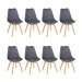 Kit 8 cadeiras jantar cozinha Leda Eames com assento estofado Fendi