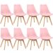 Kit 8 cadeiras jantar cozinha Leda Eames com assento estofado Rosa claro