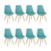 Kit 8 cadeiras jantar cozinha Leda Eames com assento estofado Tiffany