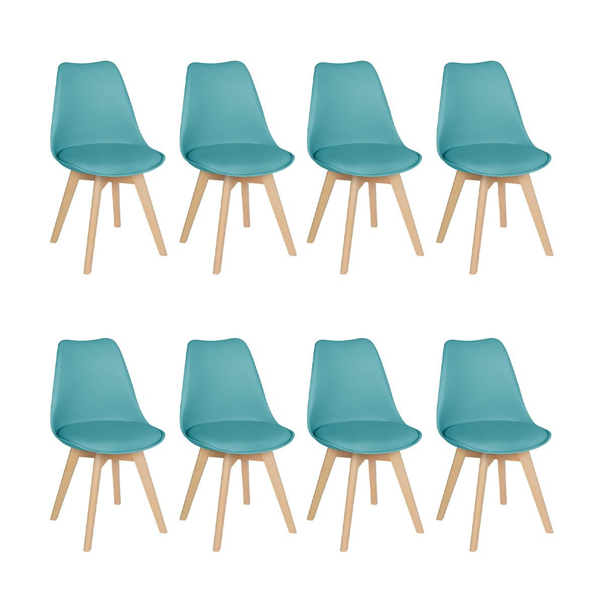 Kit 8 cadeiras jantar cozinha Leda Eames com assento estofado Tiffany