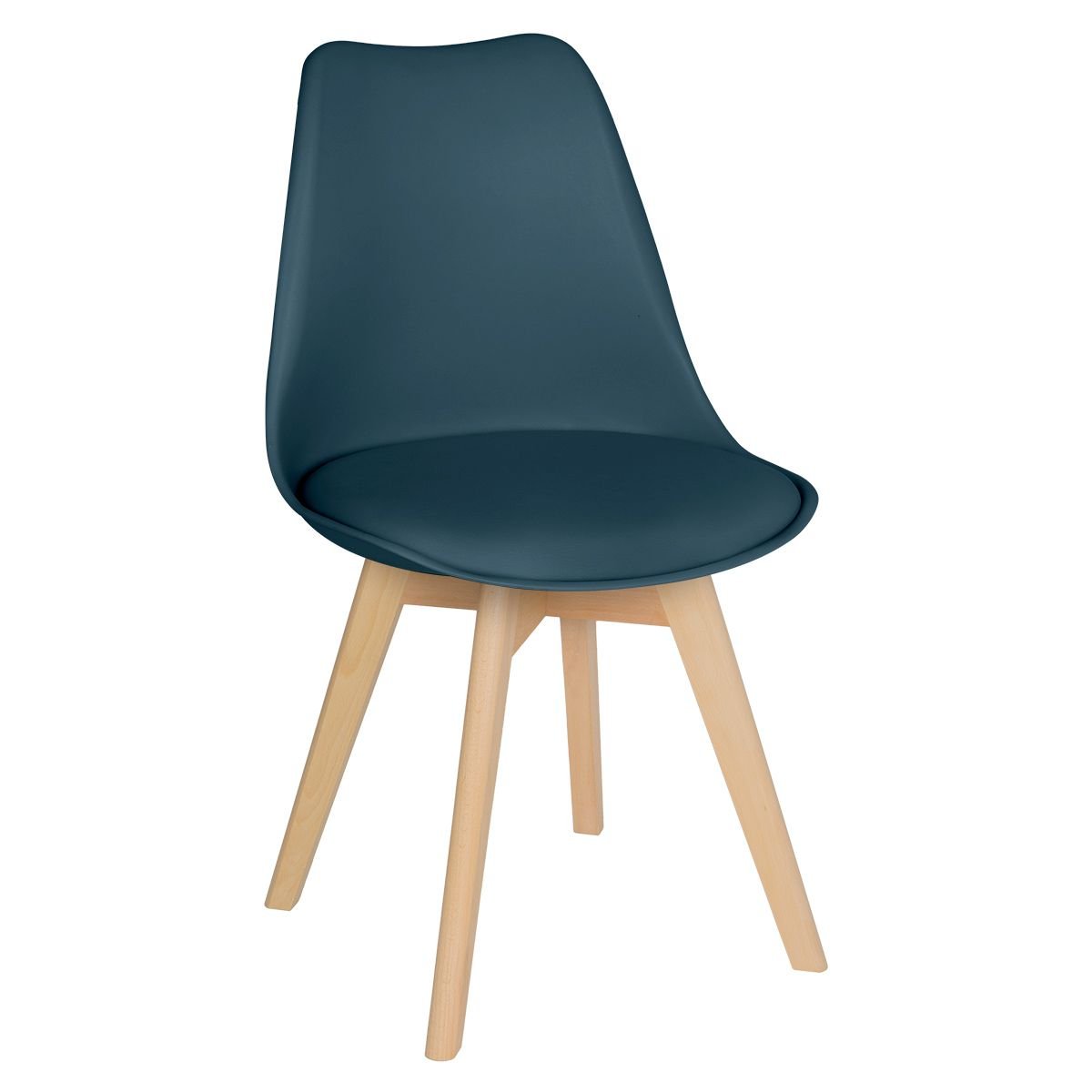 Kit 8 cadeiras jantar cozinha Leda Eames com assento estofado Turquesa