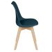 Kit 8 cadeiras jantar cozinha Leda Eames com assento estofado Turquesa