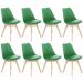 Kit 8 cadeiras jantar cozinha Leda Eames com assento estofado Verde bandeira