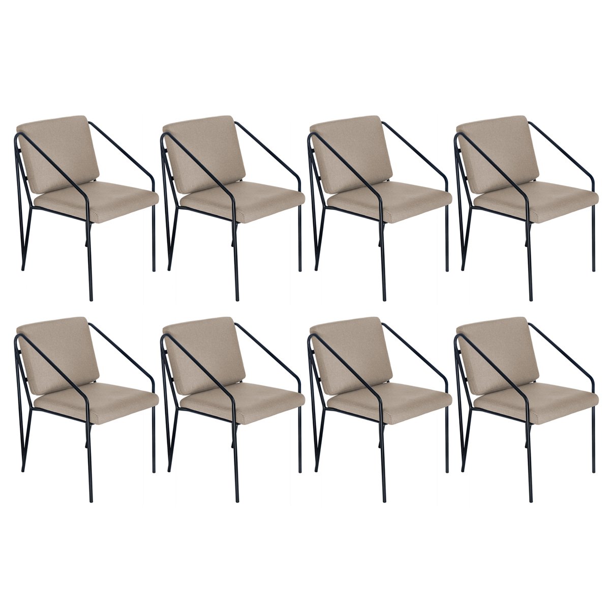Kit 8 poltronas cadeiras estofada Bergen nórdico escandinavo Nude