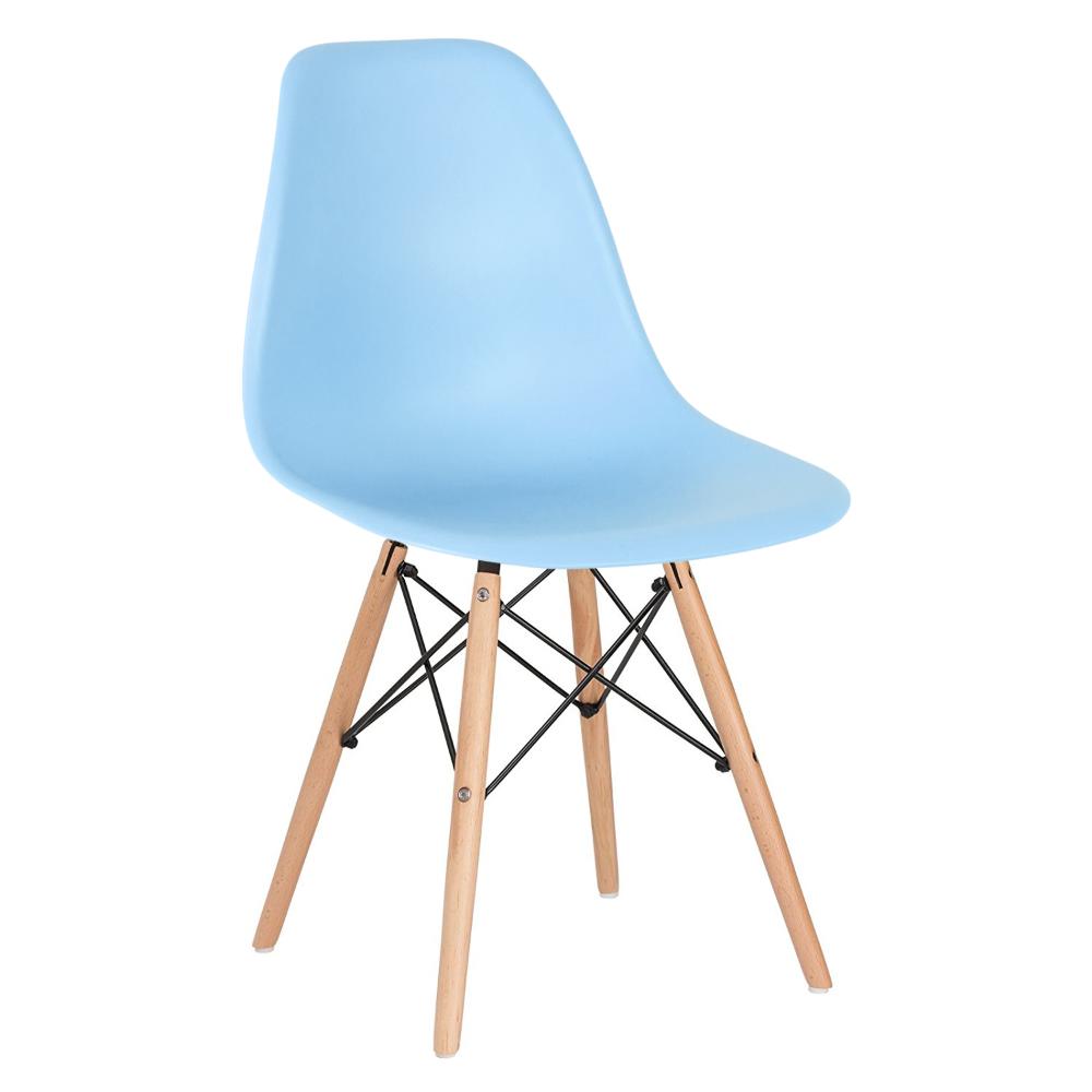 Kit 9 cadeiras Charles Eames Eiffel DSW com pés de madeira clara Azul claro - Assento nacional - DESATIVADO