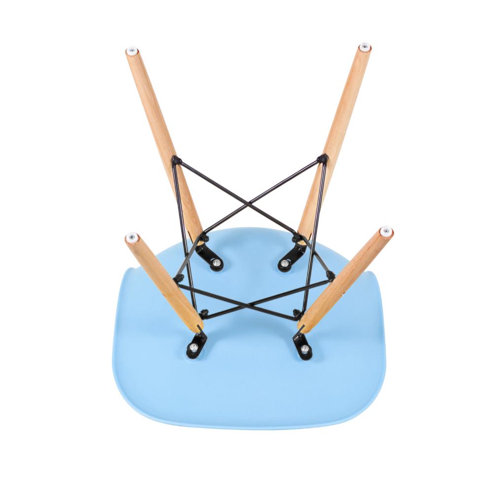 Kit 9 cadeiras Charles Eames Eiffel DSW com pés de madeira clara Azul claro - Assento nacional - DESATIVADO