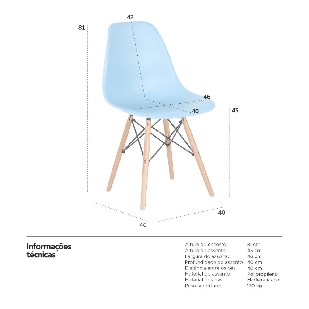 Kit 9 cadeiras Charles Eames Eiffel DSW com pés de madeira clara Azul claro - Assento nacional - DESATIVADO