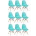 Kit 9 cadeiras Charles Eames Eiffel DSW com pés de madeira clara Verde Tiffany - Assento nacional - DESATIVADO