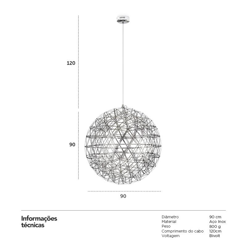 Luminária Pendente Raimond Puts - LED - Inox - 90 cm
