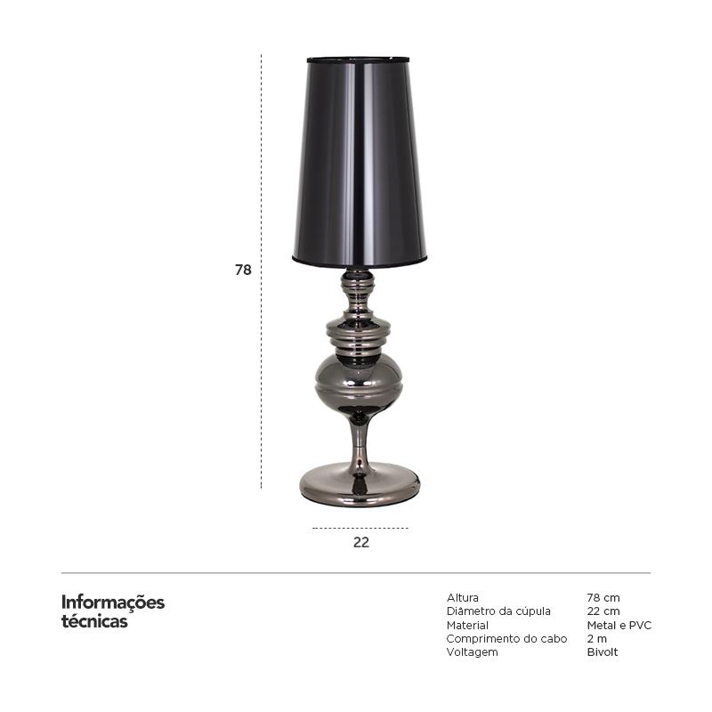 Luminária de mesa Abajur Josephine Preto