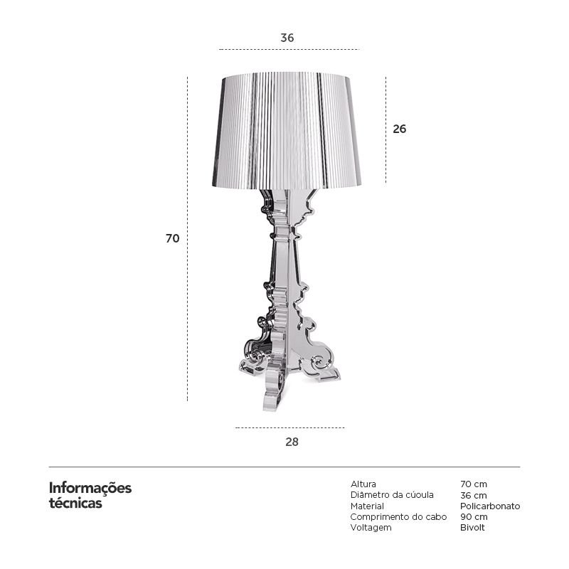 Luminária de piso Polaris Bourgie Prata