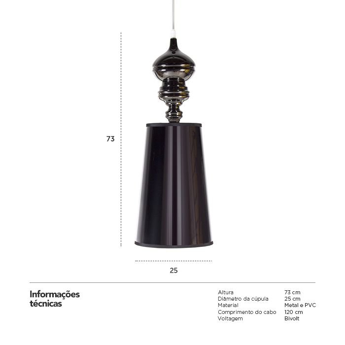 Luminária pendente Josephine Preto