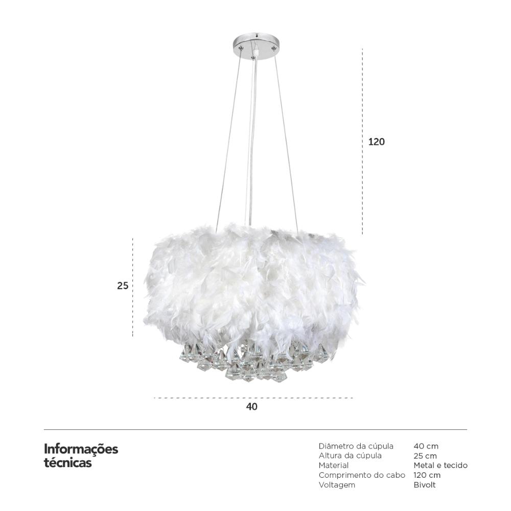 Luminária pendente Pluma - Branco