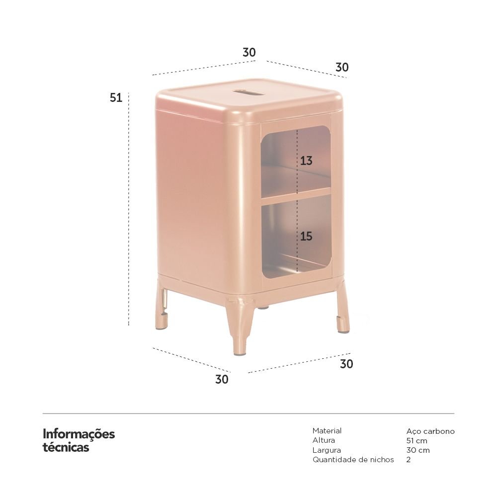 Módulo estante Tolix 2 andares Cobre rose Cobre rose