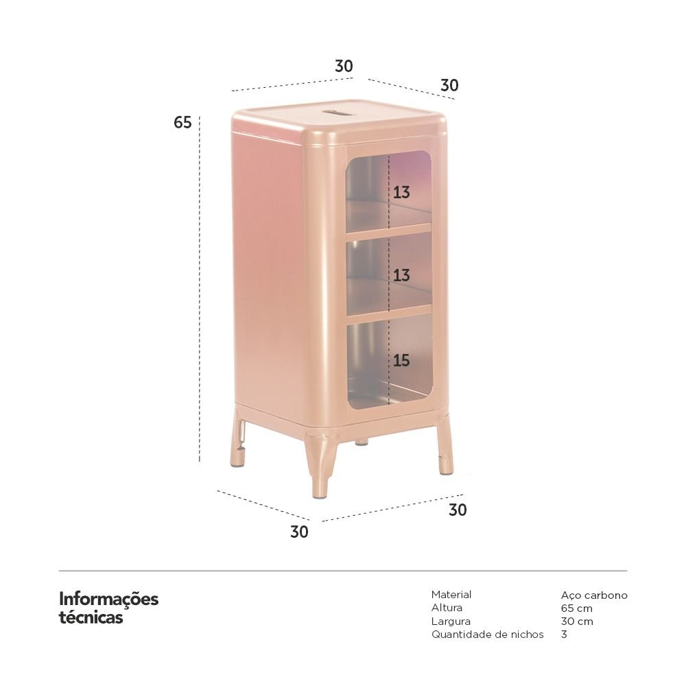 Módulo estante Tolix 3 andares Cobre rose Cobre rose
