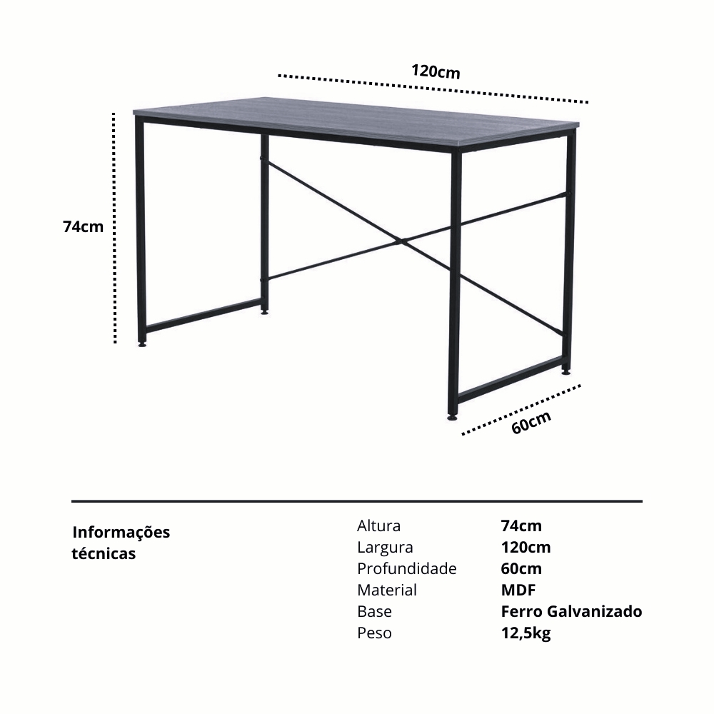 MESA ESCRIVANINHA OFFICE OLSO 120X60