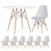 Mesa Eames 100 cm branco + 6 cadeiras Eiffel DSW Cinza claro