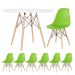Mesa Eames 100 cm branco + 6 cadeiras Eiffel DSW Verde claro