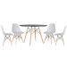 Mesa Eames 120 cm preto + 4 cadeiras Eiffel DSW Cinza claro