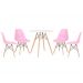 Mesa Eames 70 cm branco + 4 cadeiras Eiffel DSW Rosa claro