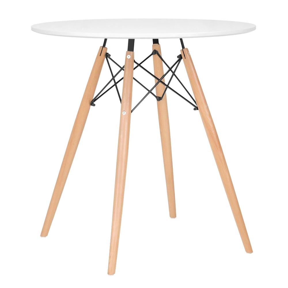 Mesa Eames 70 cm branco + 4 cadeiras Eiffel DSW Rosa claro