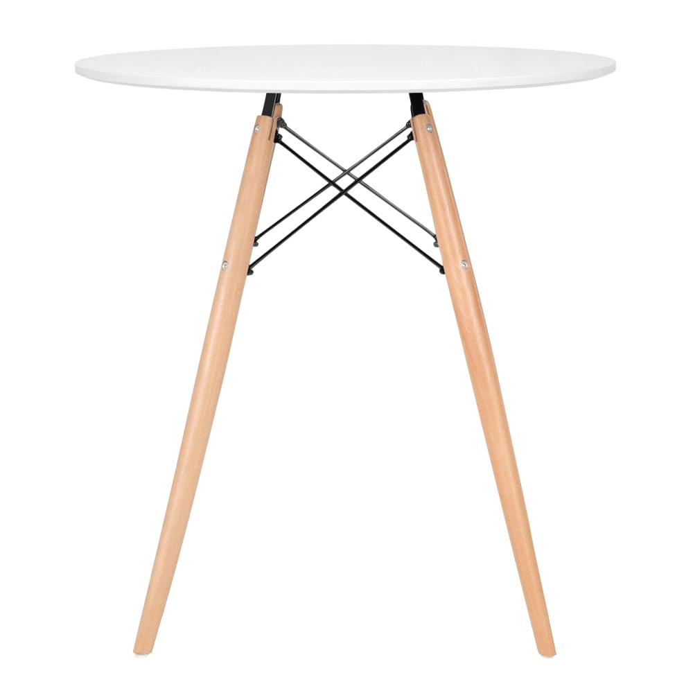 Mesa Eames 70 cm branco + 4 cadeiras Eiffel DSW Rosa claro