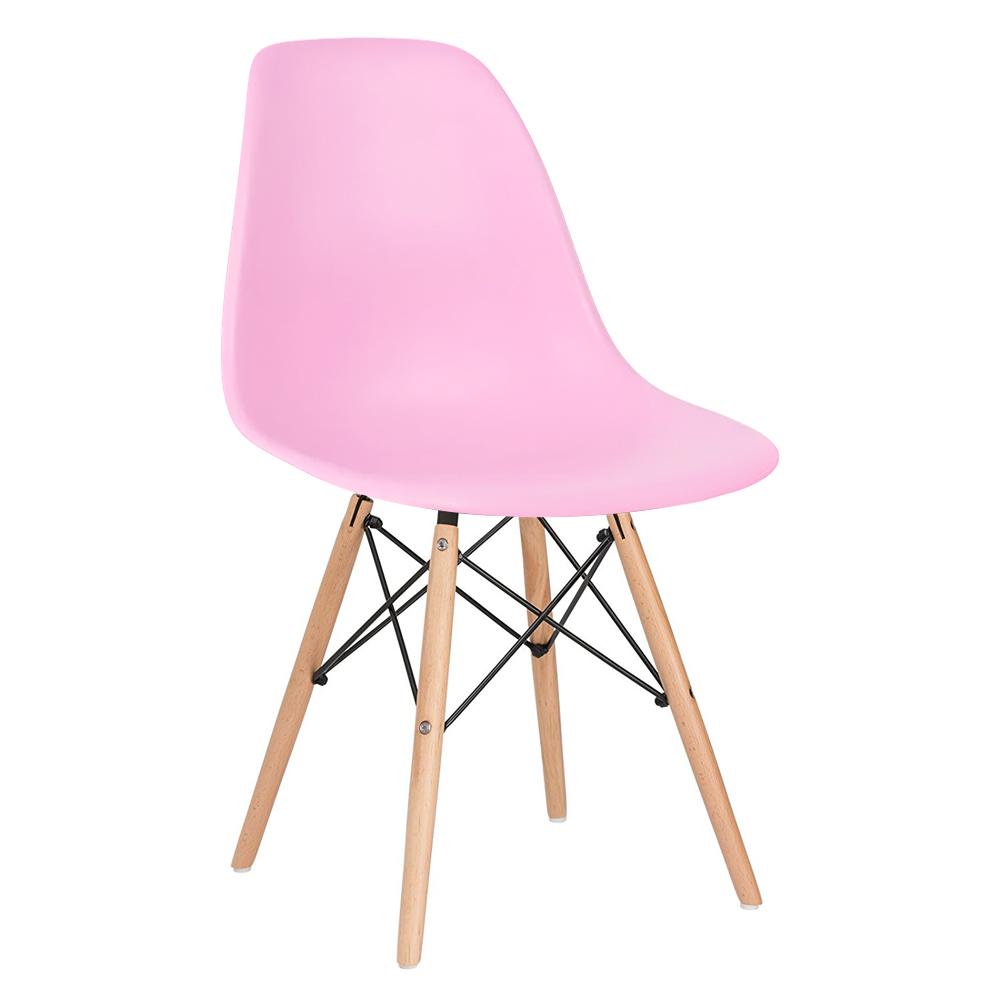 Mesa Eames 70 cm branco + 4 cadeiras Eiffel DSW Rosa claro