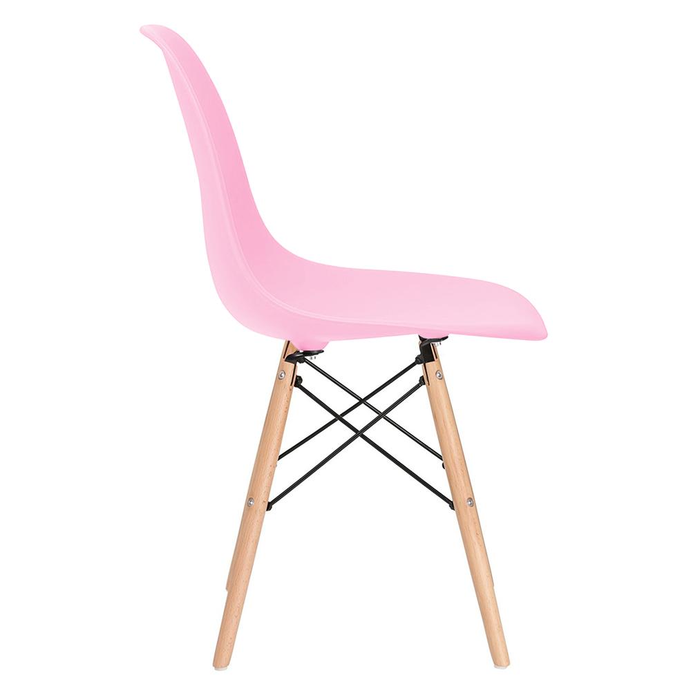 Mesa Eames 70 cm branco + 4 cadeiras Eiffel DSW Rosa claro