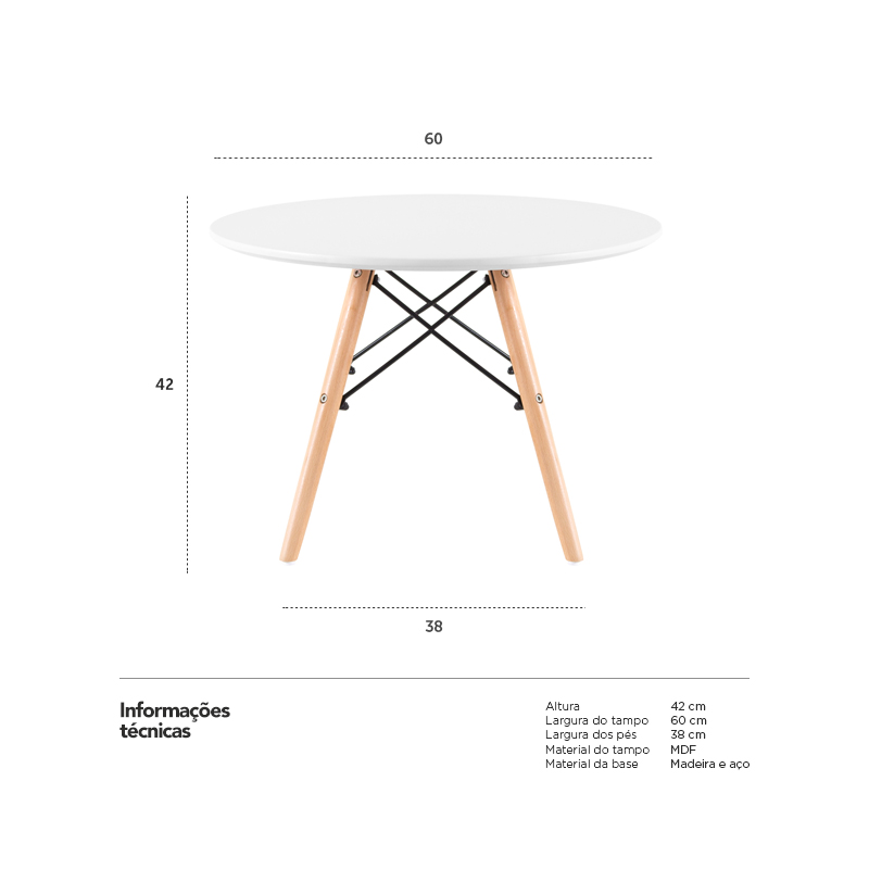 Mesa Eames Junior - Infantil - Eiffel - Branco