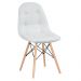 Mesa Eames com tampo de vidro 120 cm + 4 cadeiras estofadas Eiffel Botonê Cinza claro